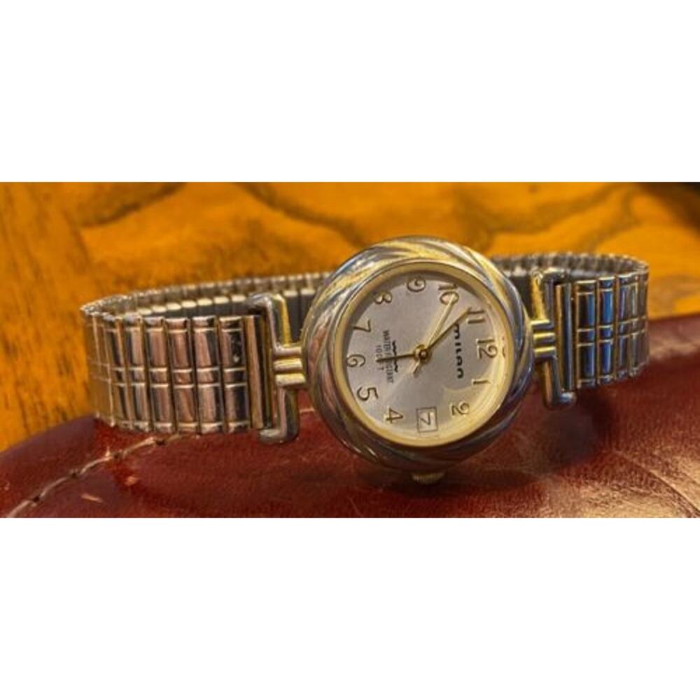 Women's 25mm Two Tone Milan Watch, Expansion Band, WR 100fty, Date Window